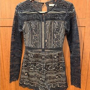 Black Long Sleeve Short Romper / Jumpsuit